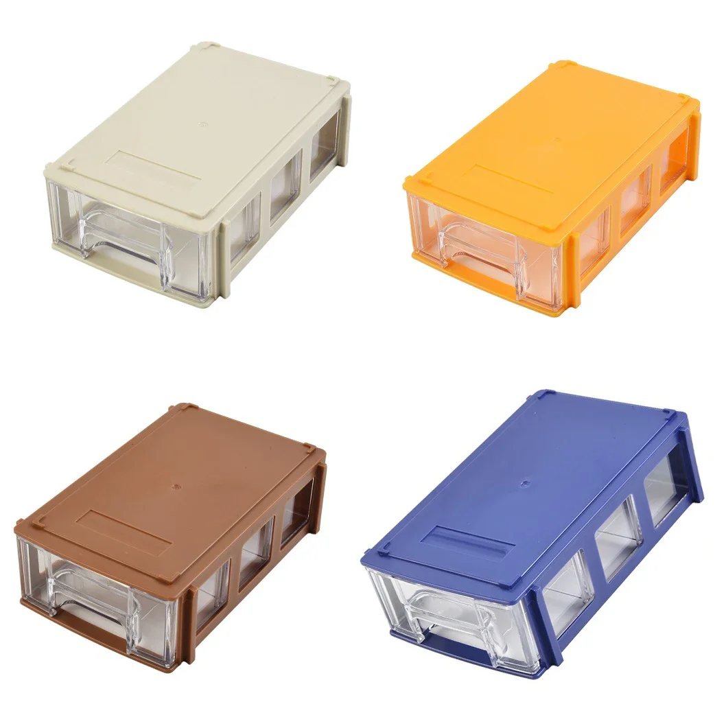 Stackable Storage Box Blue/grey/brown/yellow 1PC Component Screws Toolbox PE 80 Degree Celsius Easy To Install