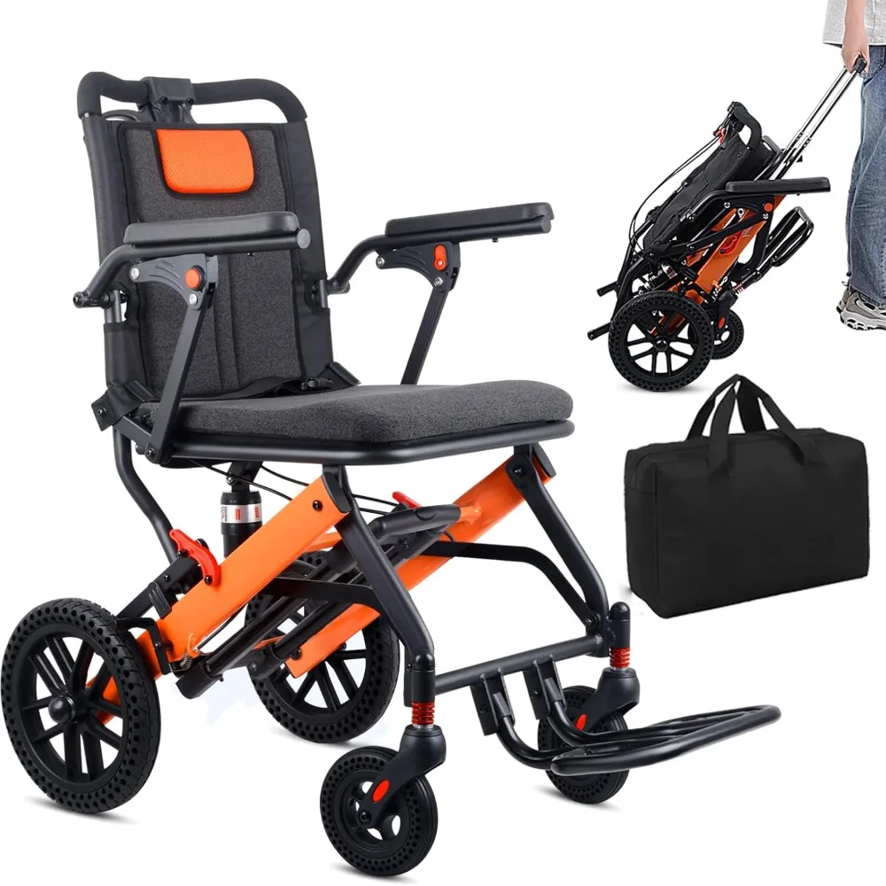 Upgraded Transport Wheelchair  Come with Telescopic Handle and Two Bags  Wheelchairs for Adults  Lightweight Transport