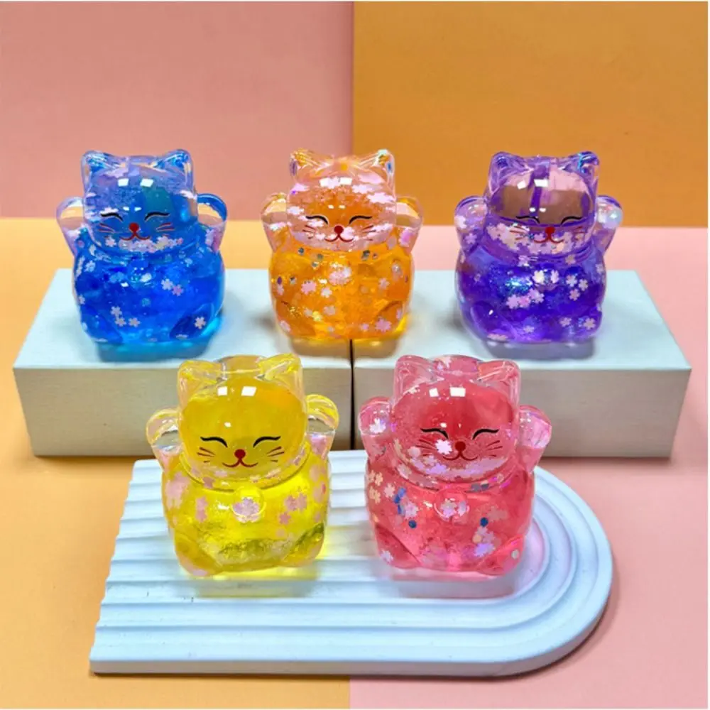 Nagaya Fortune Cat Candy Color Cat Dolls Cute Lovely Doll Desktop Ornaments Kawaii Shiny Cartoon Cat Model Toy Jewelry Gifts