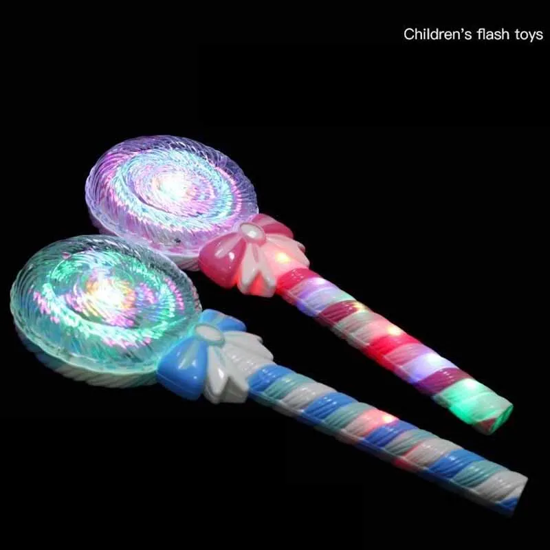 Kids Flash Girl Princess Magic Wand Toy Creative Fun Dazzle Color with Light Music Lollipop Rotating Magic Wand Birthday Gifts