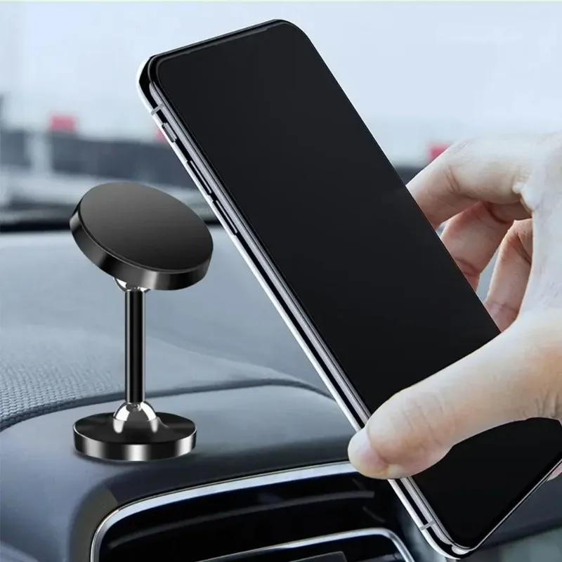 Metal Luminous Car Phone Holder Dual Ball 360 Degree Rotating Suction Cup Magnetic Phone Stand  for IPhone Xiaomi Huawei Samsung