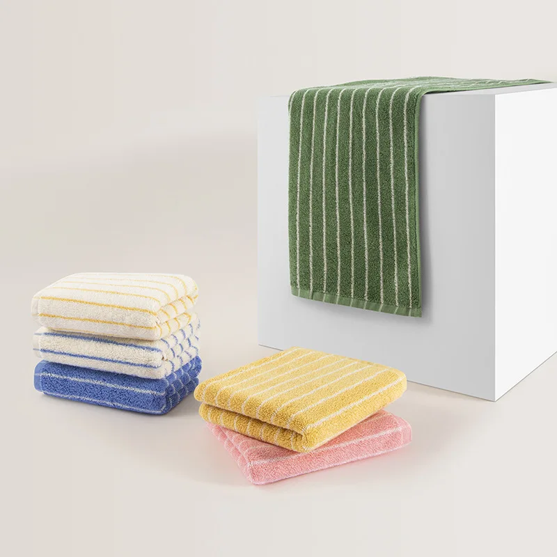 Retro Striped Cotton Towel Skin-Friendly Face Towel Bath Towels Soft Absorbent Face Towel Kitchen Towel