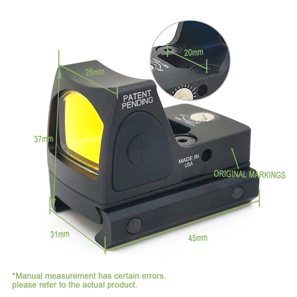 SOTAC Tactical RMR Red Dot Sight Scope Collimator Reflex Sights for Hunting Weapon Fit 20mm Weaver Rail