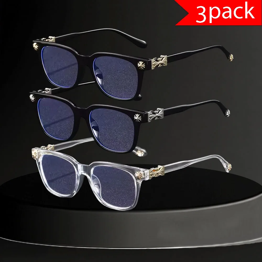 Wholesale 3 Pack Blue Light Blocking Glasses – Unisex Square Reading Frames for Computer Screen – Bulk Gift Set for Halloween