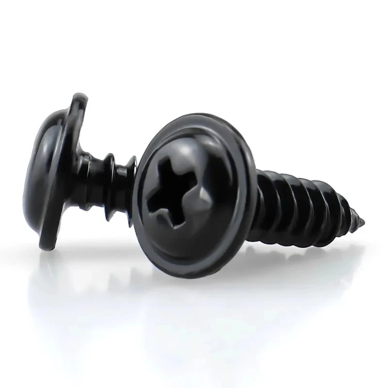 304 Stainless Steel PWA Round Head Self Tapping Screws Black Cross Recessed Fastener With Washer M2 M2.5 M3 M4 M5