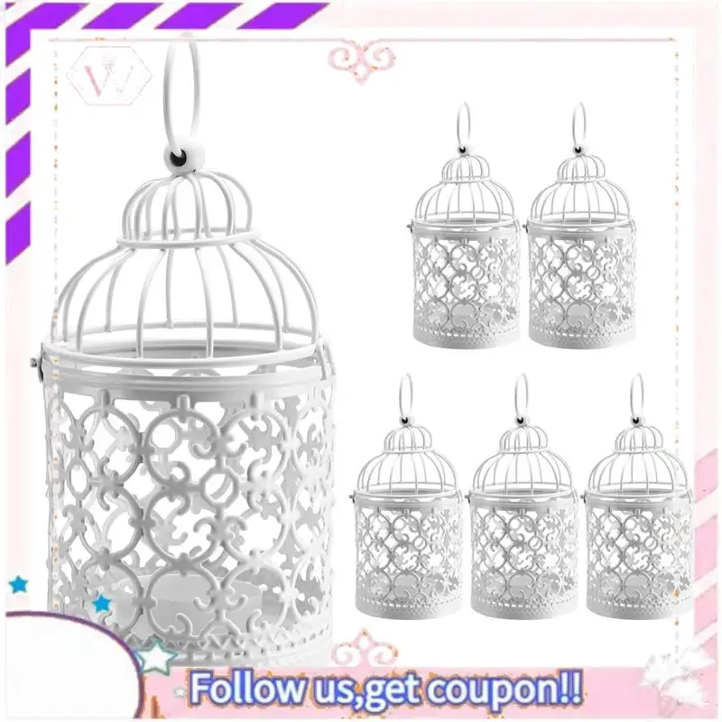 

Y74A-6 шт. подсвечники для чая, металлические подвесные полые фонари в виде птичьей клетки, винтажные декоративные центральные части для свадебной вечеринки