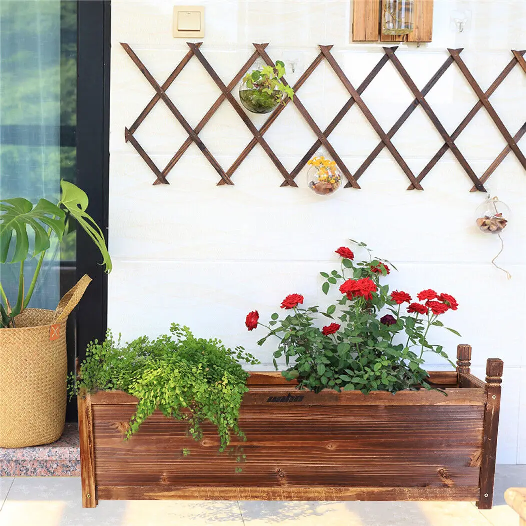 Wood Planter Box Outdoor Raised Planter Beds Garden Large Patio Containers for Flowers Vegetables