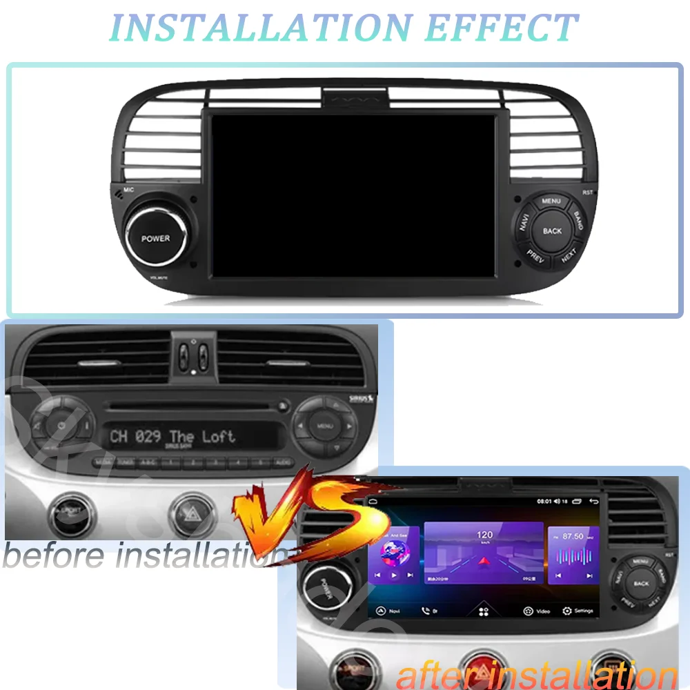 12G+256G Carplay Auto Android 13.0 LTE IPS Car DVD Player GPS Map WIFI Bluetooth Radio For fiat 500 Abarth 2007 2008 - 2014 2015