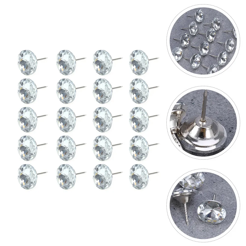 100Pcs Crystal Buttons for Upholstery Sofa Tufted Headboard Bed DIY Sewing Smooth Edge Decorative Crystal Tacks Shine Light