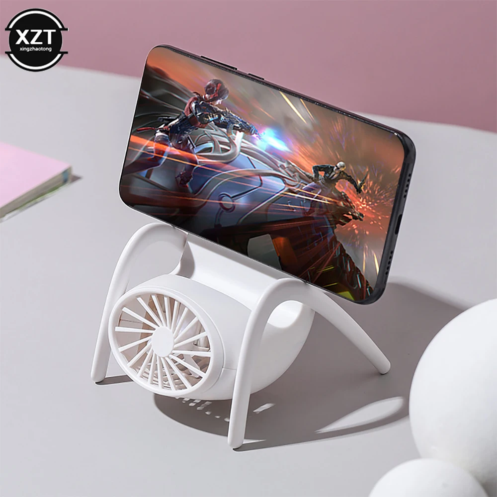 

2022 New Phone Holder Small Fan with Breathing Lamp Multifunctional Mini USB Charging Chair Portable Fan with Phone Holder