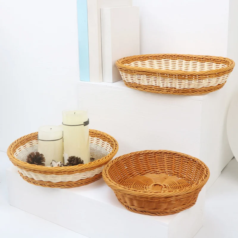 -Like Fruit Rattan Supermarket Snacks Storage Basket Woven Bread Plastic Fruits And Vegetables Display Bunk