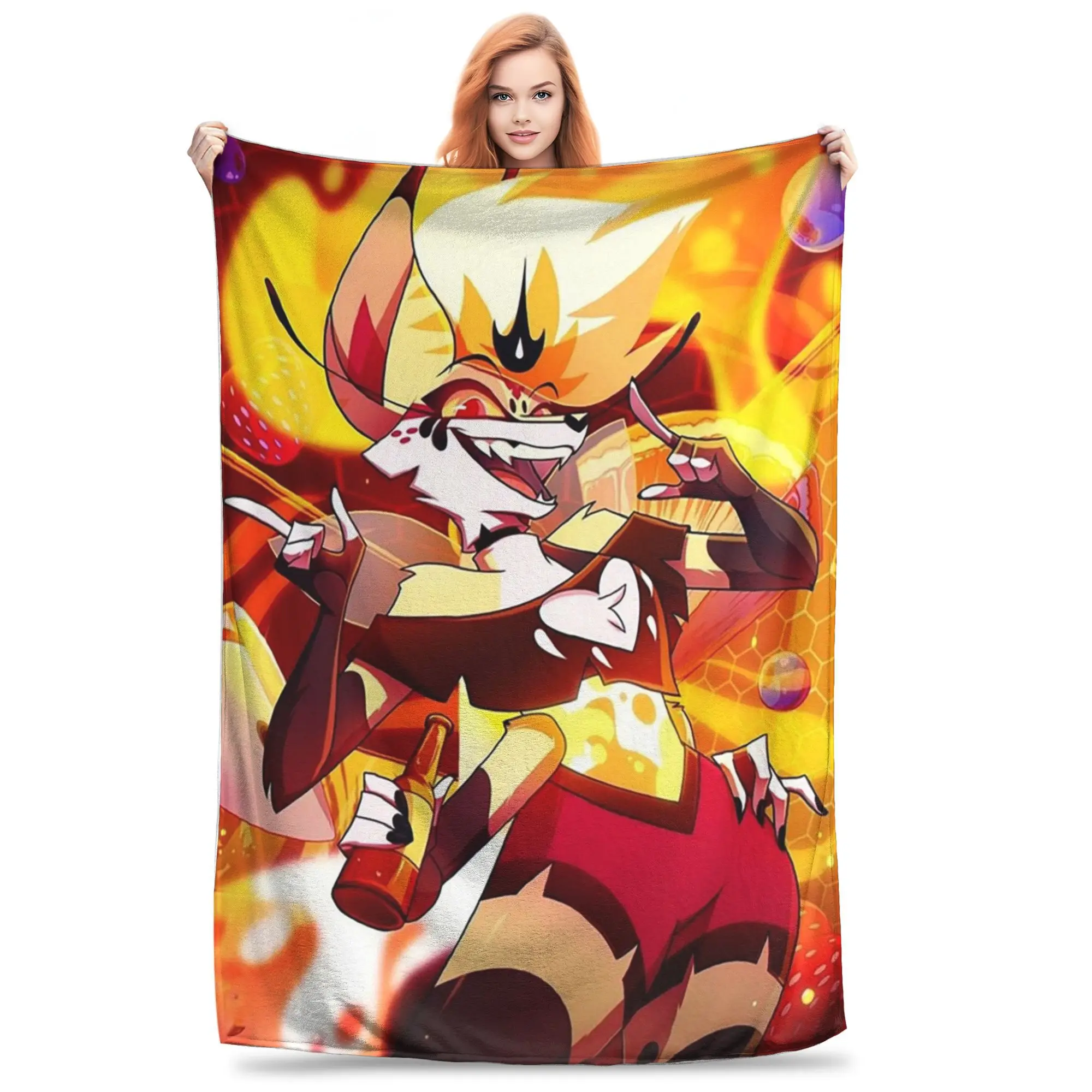 Flannel Throw Blanket Helluva Boss Beelzebub Warm Plush Blankets Soft  Bedspread for Bed Living room Home Travel Couch