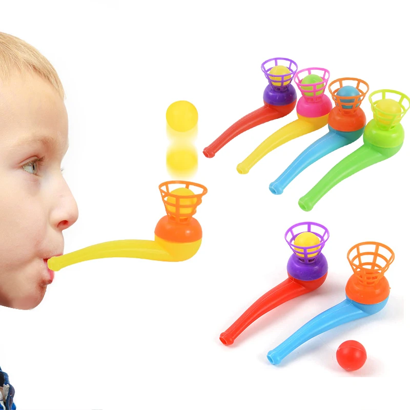 6pcs Blowpipe Ball Children's Blowpipe Toys Sports Game Gifts Plastic Pipe Ball Toys Birthday Party Gifts Prizes Pi ñ atas