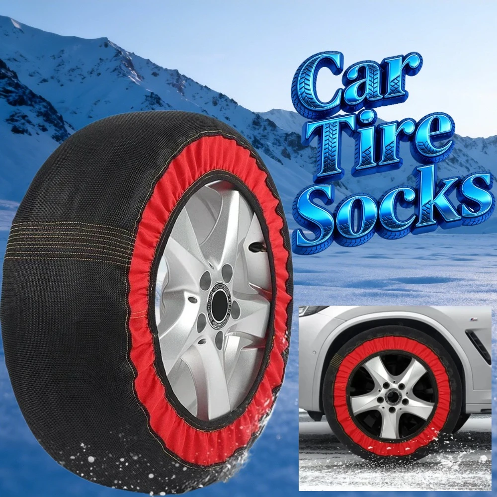 2PCS Winter Car Tire Anti-Skid Socks Emergency Traction Gear for Snow Mud Roads Universal Auto Safety Tire Cover