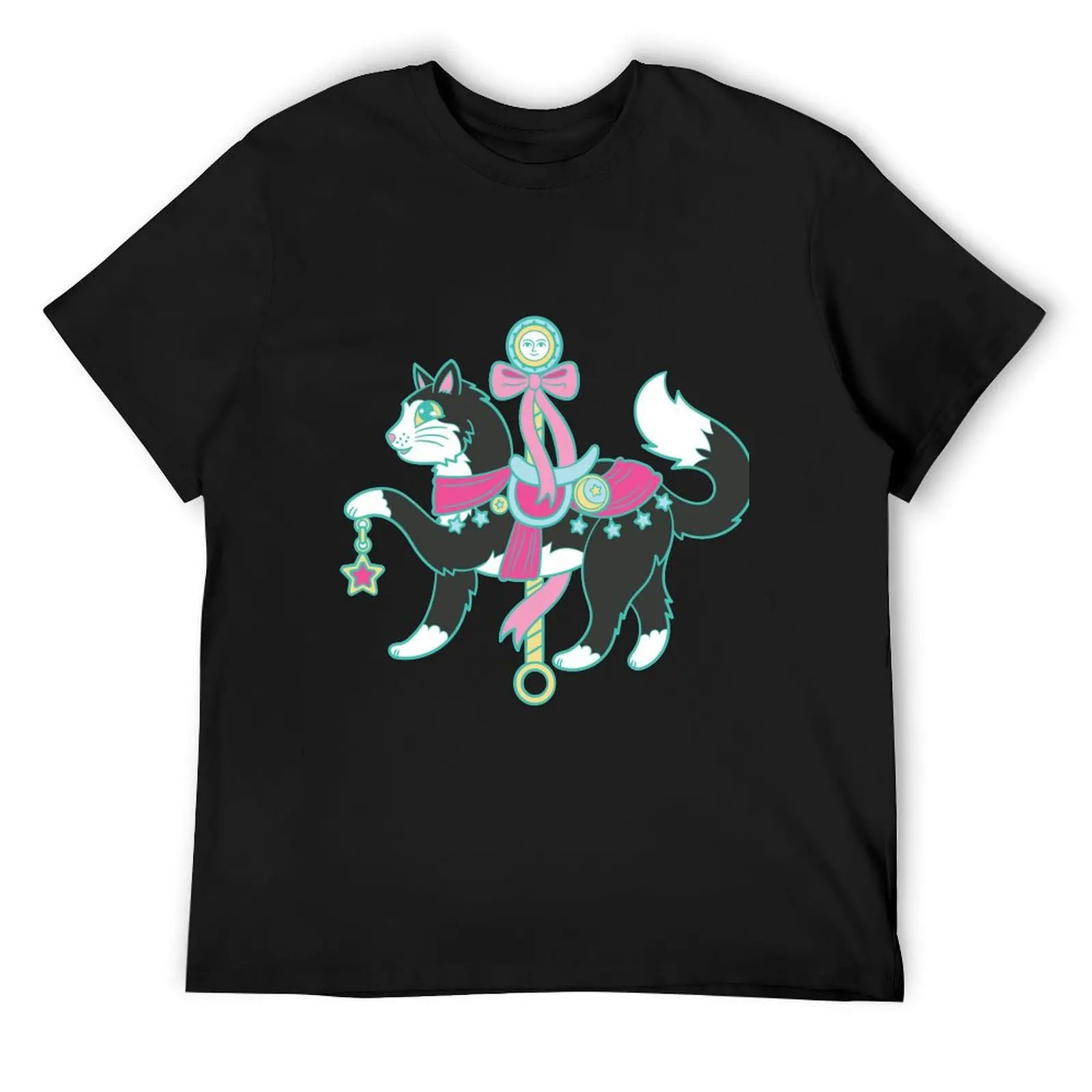 Celestial Carousel Cat T-Shirt plus sizes summer tops graphic tee shirt mens tall t shirts