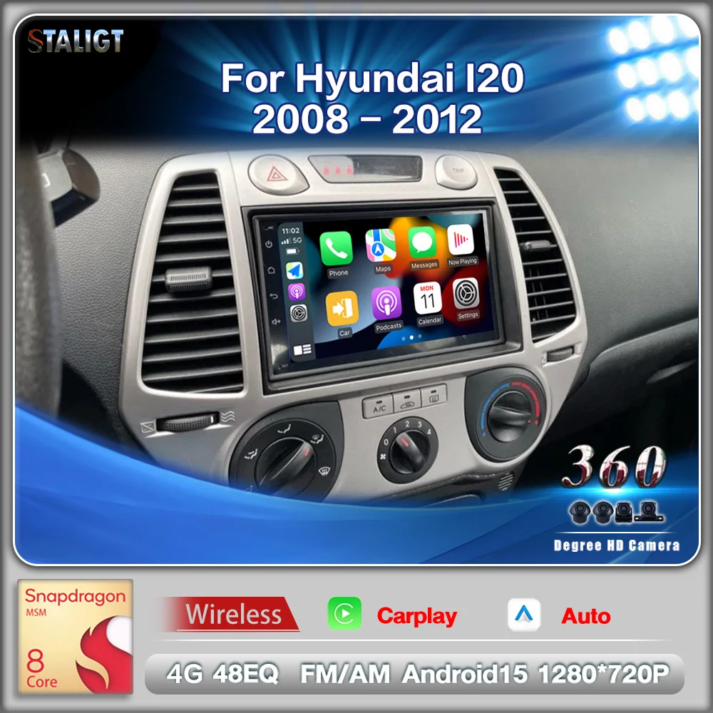 

2Din Android Car Radio For Hyundai I20 2008 - 2012 Wireless Carplay Android Auto Car Video Car Stereo DSP Subwoofer 4g GPS WIFI