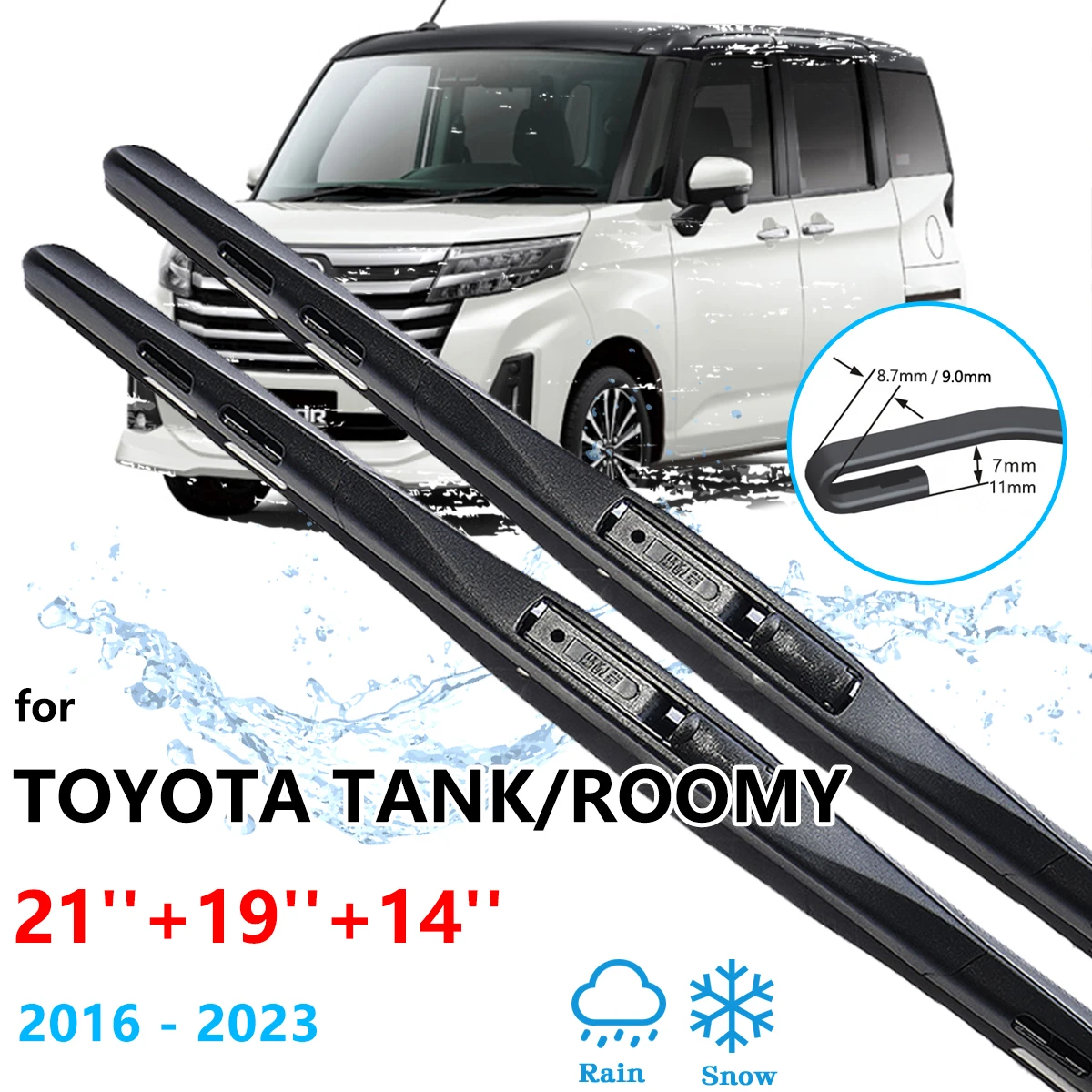 3x For Daihatsu Thor Toyota Tank Roomy M900 2016~2023 Front Rear Set Wipers Blade Brushes Windscreen Windshield Car Accessories