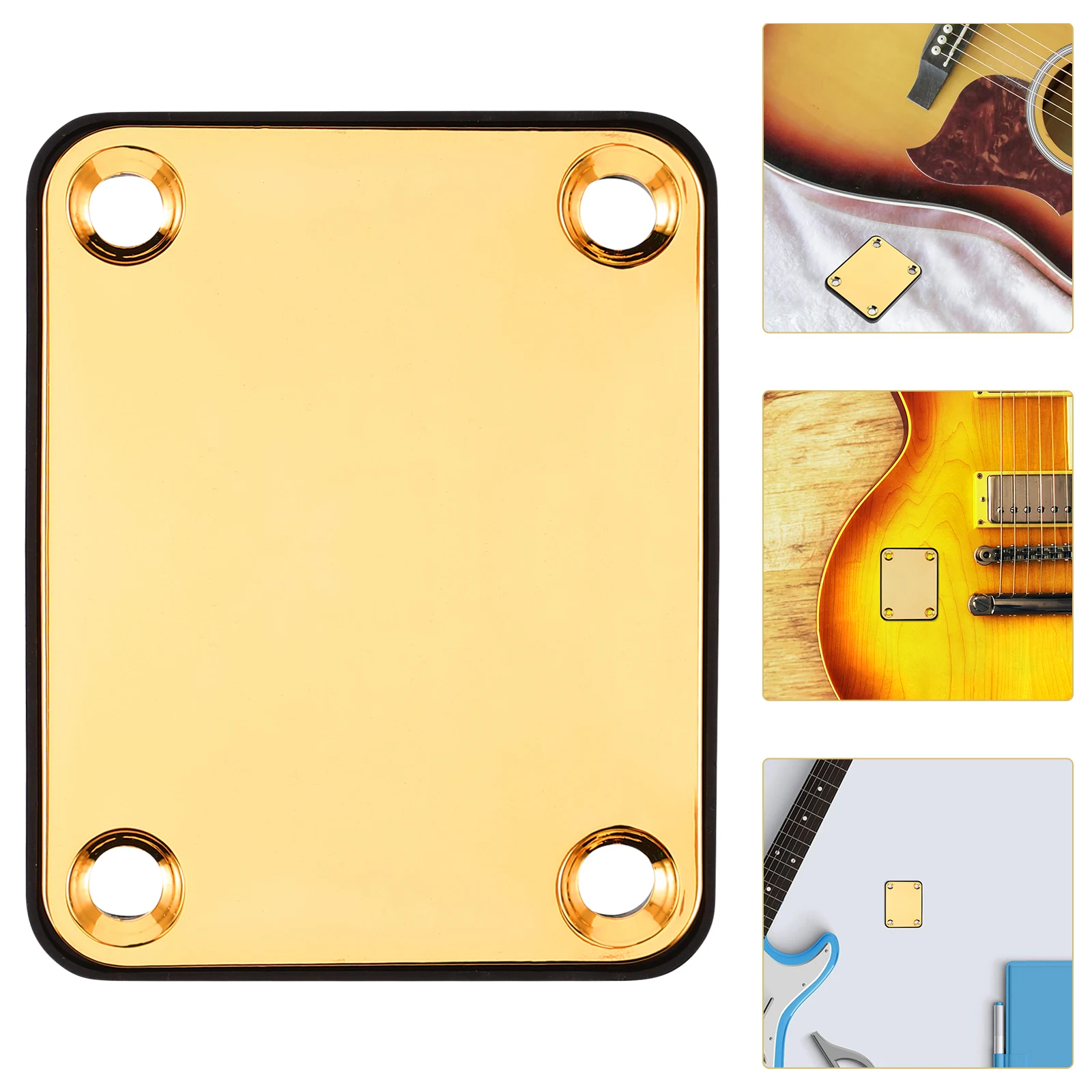 

Electric Guitar Neck Plate Replacement Chrome Finish 4-Hole Headplate Mounting Screws Bass Guitar Parts Neck Plate