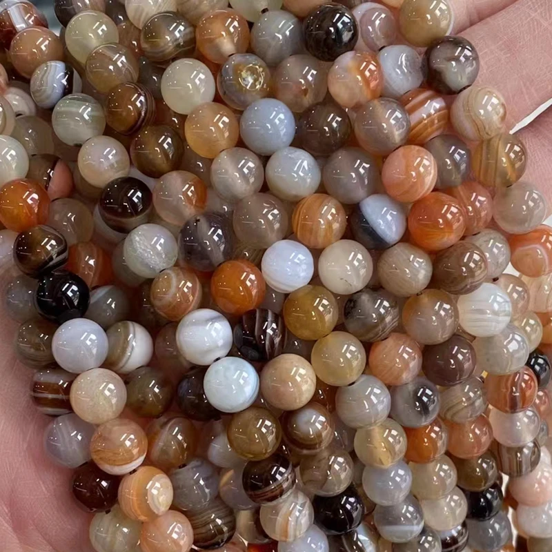 Natural Stone Yellow Botswana Agates Round Beads For Jewelry Making Strand 15 Inch DIY Jewelry Accessorries Bead 6 8 10mm