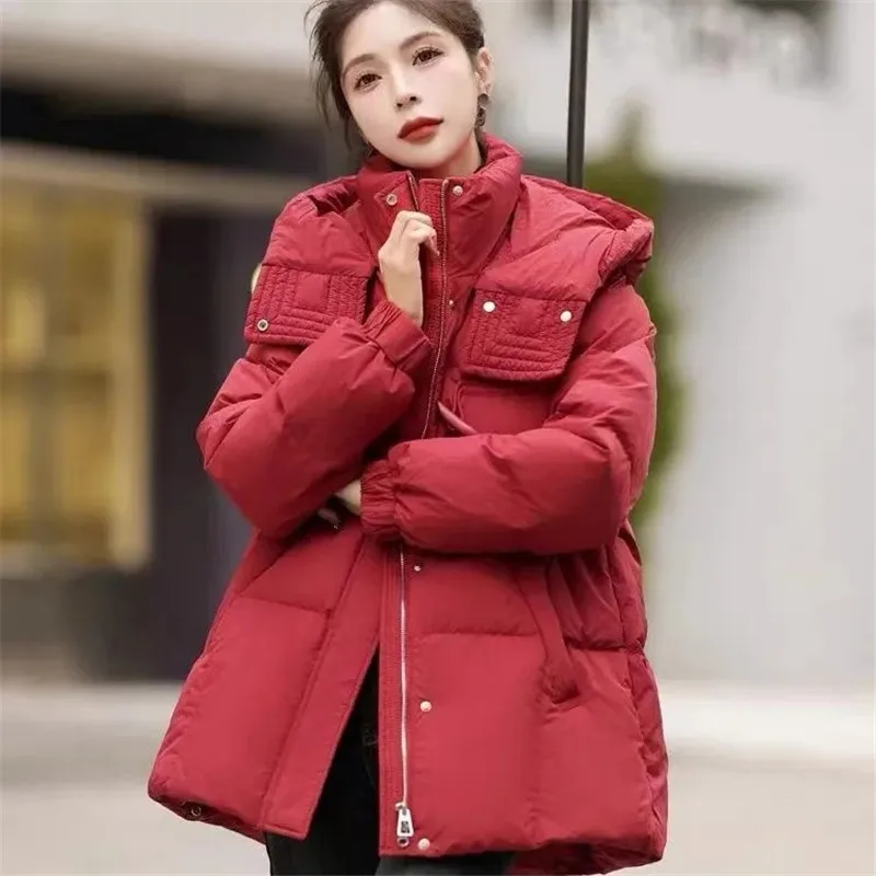 

Fashion Down Cotton-padded Jacket Women Korean Loose Hooded Outerwear Female Winter Thickened Warm Parkas Coat