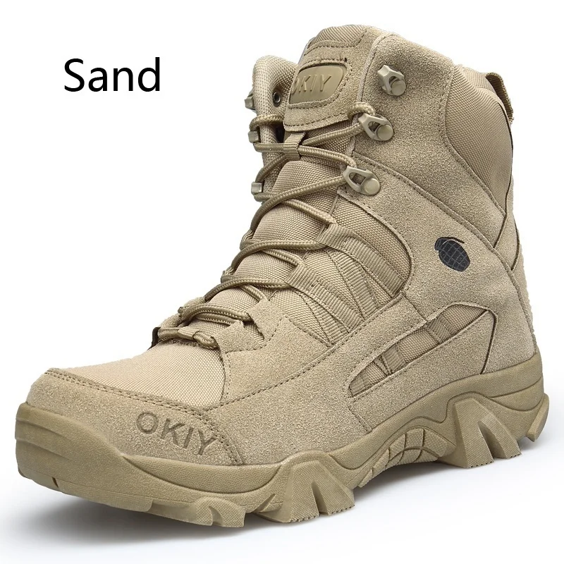 2022 safety shoes Men\'s Military Tactical Boots Waterproof Hiking Combat Boots Army Side Zip work shoes 40-46