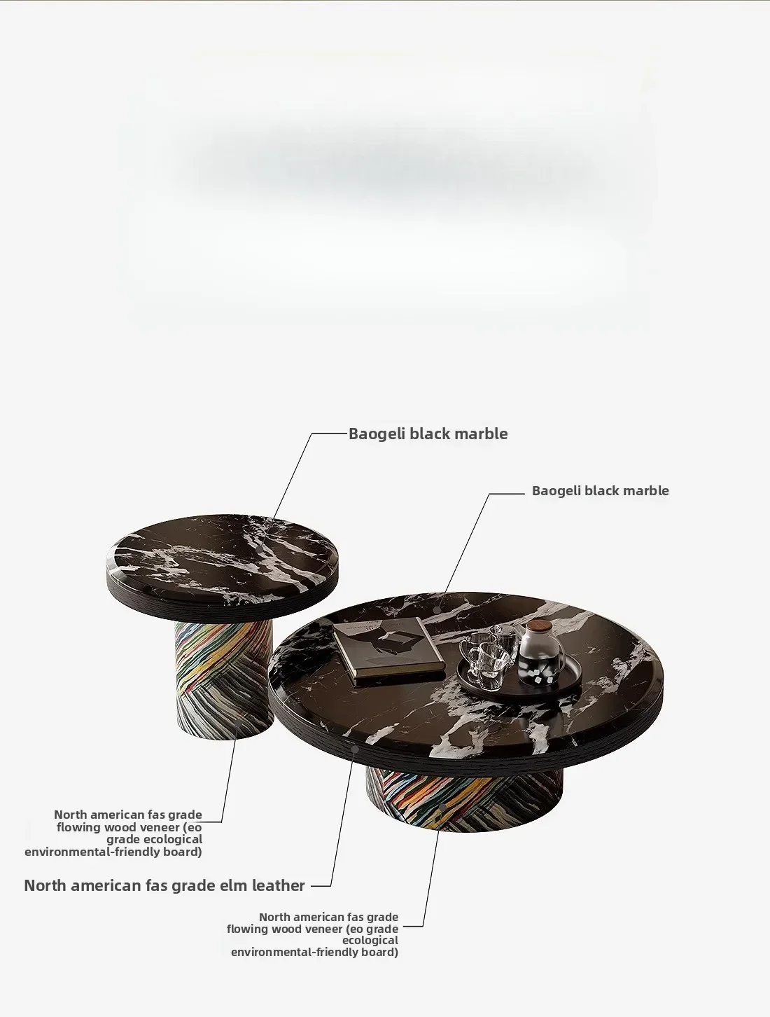 โต๊ะกาแฟหินอ่อน หรูหรา ระดับไฮเอนด์ ทรงกลม สำหรับห้องนั่งเล่น ชุดโต๊ะกาแฟ