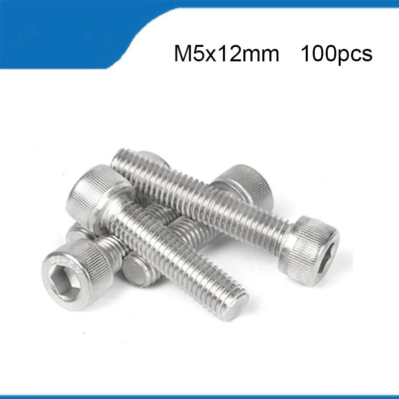 

Free Shipping 100pcs M5*12mm Hexagon Screw M5 Screws Length 12mm 304 Stainless Steel Hexagon Socket Cap Head Stainless Screws