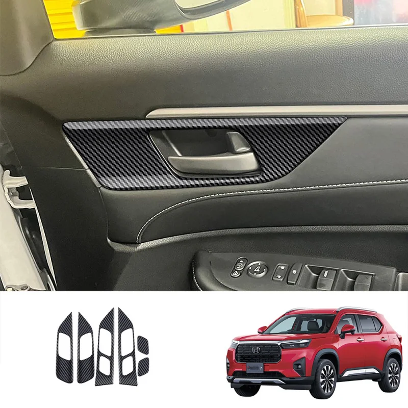 For Honda WR-V WRV 2024 2025 carbon fiber Inner Door Handle armrest Cover Door Bowl Frame Trim Sticker car Interior accessories