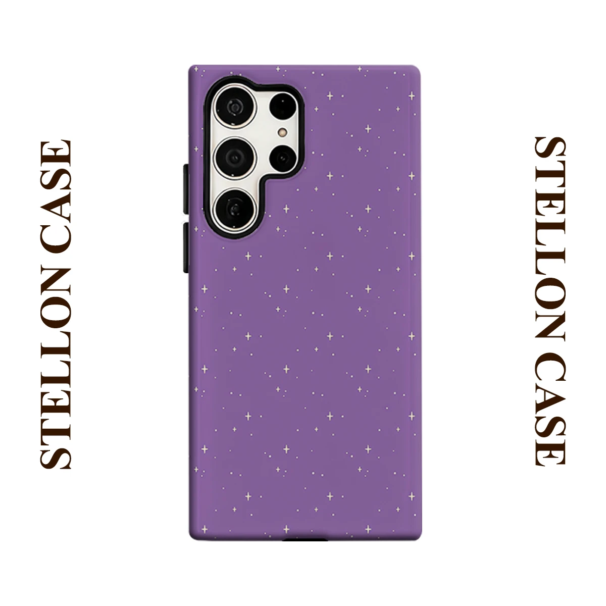 Lilac Star Doodle Phone Case for Samsung Galaxy S25 Ultra S24 S23 Ultra Plus Glossy Double-layer Back Cover
