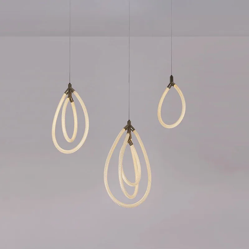 Modern 360 Degree Luminous Woven Silicone LED Pendant Light Designer Minimalist Restaurant Lamp Restaurant Bar Creative Lighting