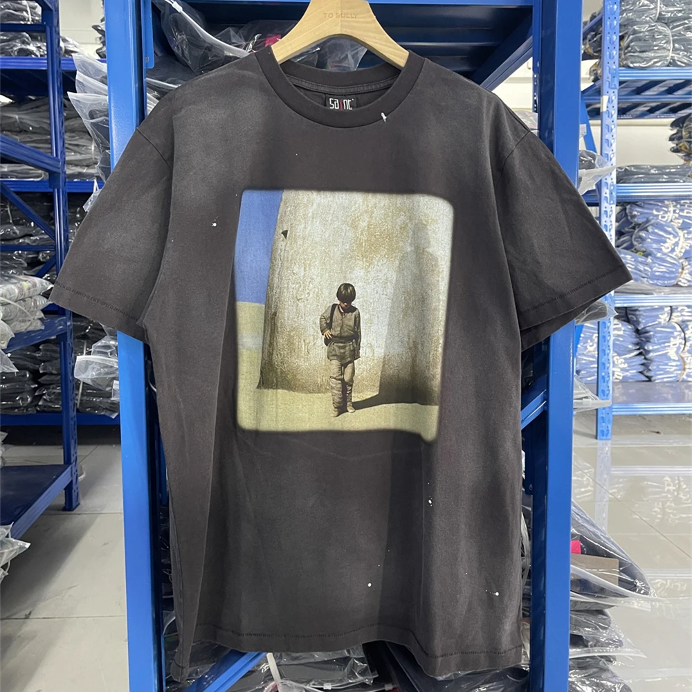 

Saint STAY HERE T Shirt Men Women Nice Washed Heavy Fabric T-Shirt Tops Tee