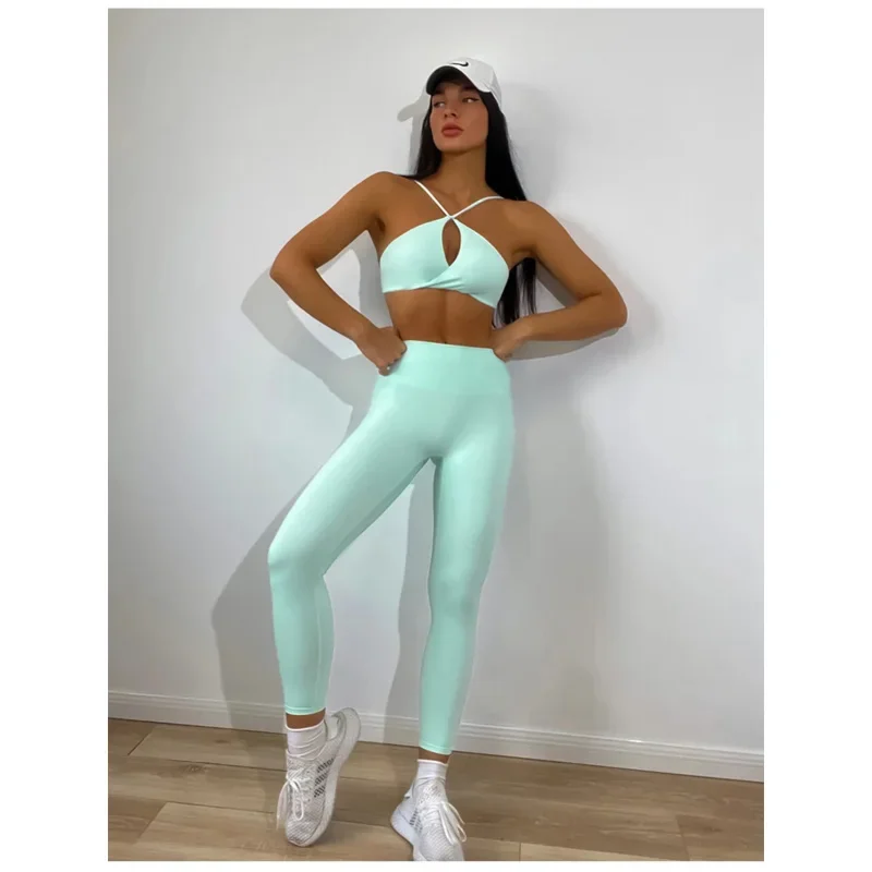 Yoga Set Sport Women Gym Suit SSeamless Push Up Butt Scrunch Legging Shockproof Bra Crop Top Workout Clothes Female Tracksuit