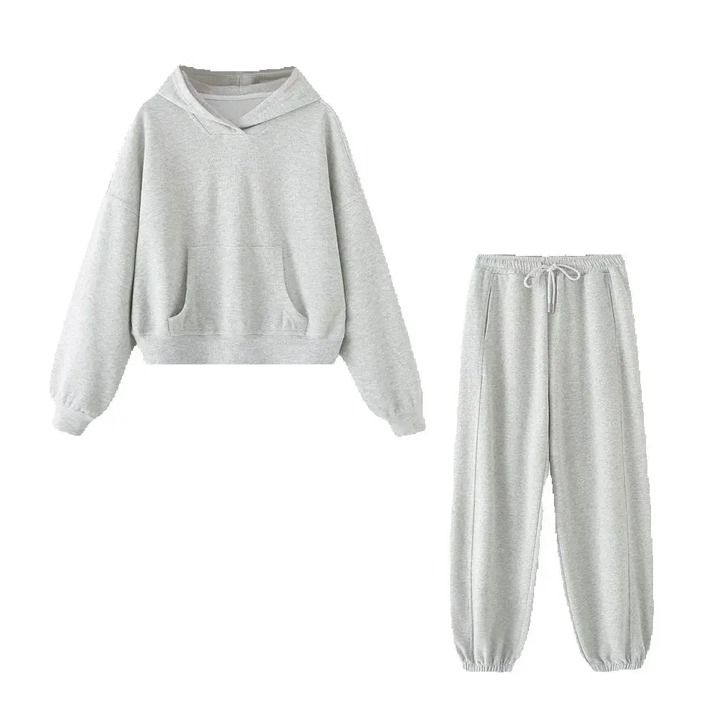 

Осенняя новая женская одежда с карманами и капюшоном, простая и удобная толстовка с длинными рукавами, повседневные брюки