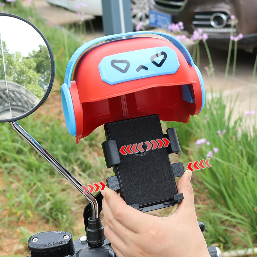 Small Helmet Mobile Phone Holder Rainproof Waterproof Sun Shade Umbrella Phone Navigation Bracket Motorcycle Bicycle Accessories