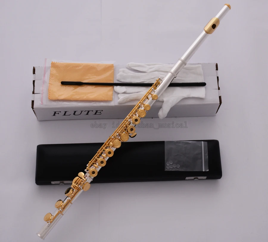 high quality TOP Silver Gold Plated Flute C Tone B Foot 17 Open Hole Split E Offset G key