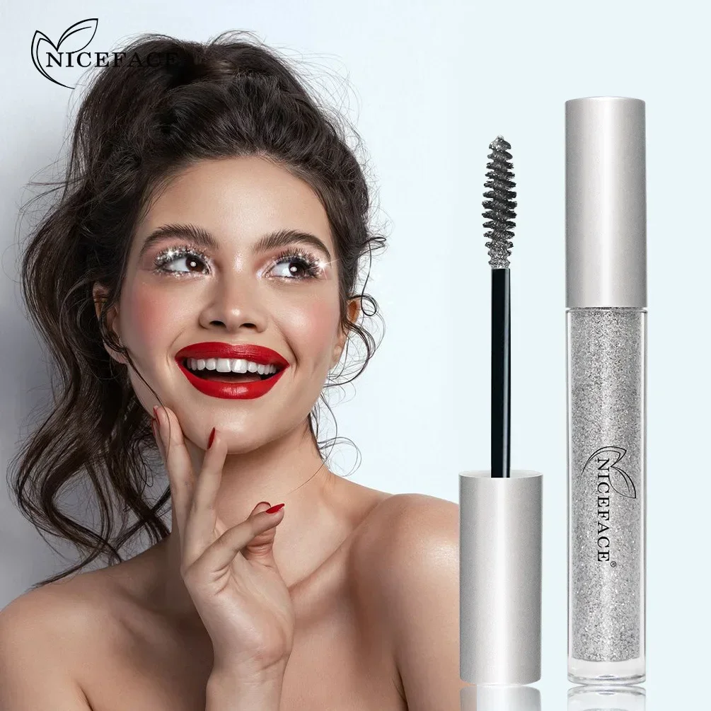 3Pack NICEFACE Diamond Twinkle Mascara Diamond Shining Mascara Quick Drying, Film Forming Sparkling Tear Drop Mascara Waterproof