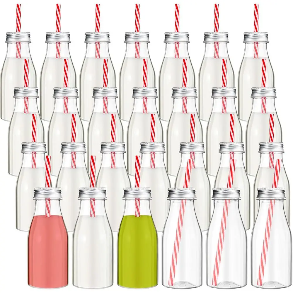 

40 наборов маленьких бутылочек для молока с крышками и металлическими колпачками, прозрачный пластик, 8 унций