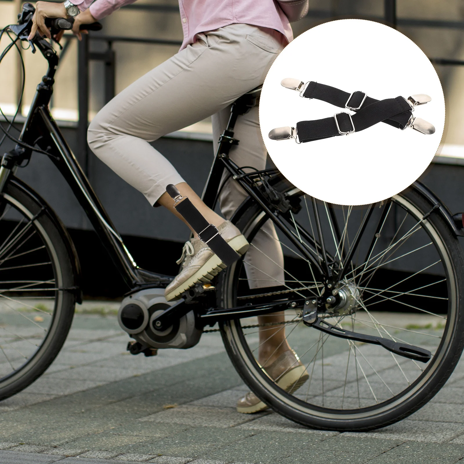 

1 Pair Elastic Adjustable Pant Leg Clips Windproof Trousers Stirrups For Motorcycle Bike Riding Outdoor Camping Gear Clips