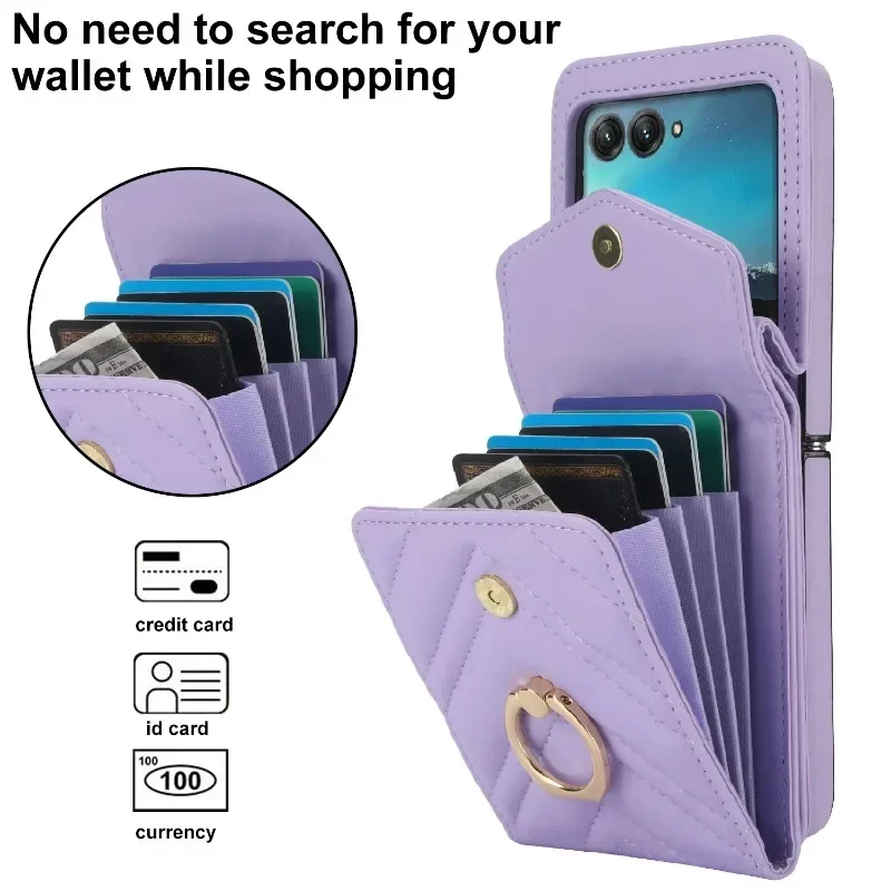 Crossbody Ring Rfid Blocking Organ Phone Case For Motorola Razr 40 Ultra Moto Razr40 2023 Wallet With Card Holder Leather Cover