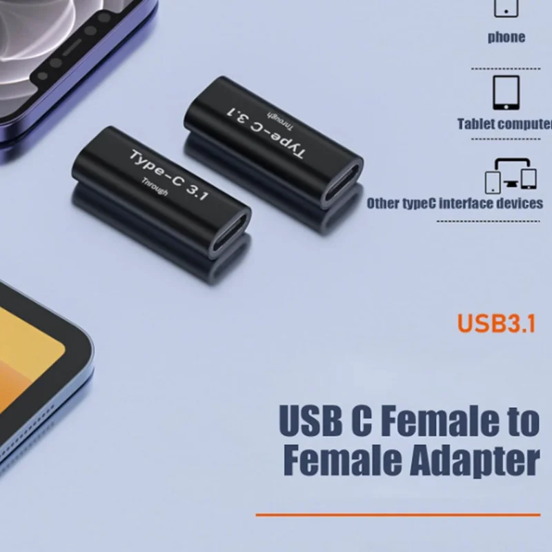 USB C Female to Female Adapter.Usbc Extender.USBC Coupler Supports Up to 10Gbps Data Transfer and 100W Fast Charging.Compatible
