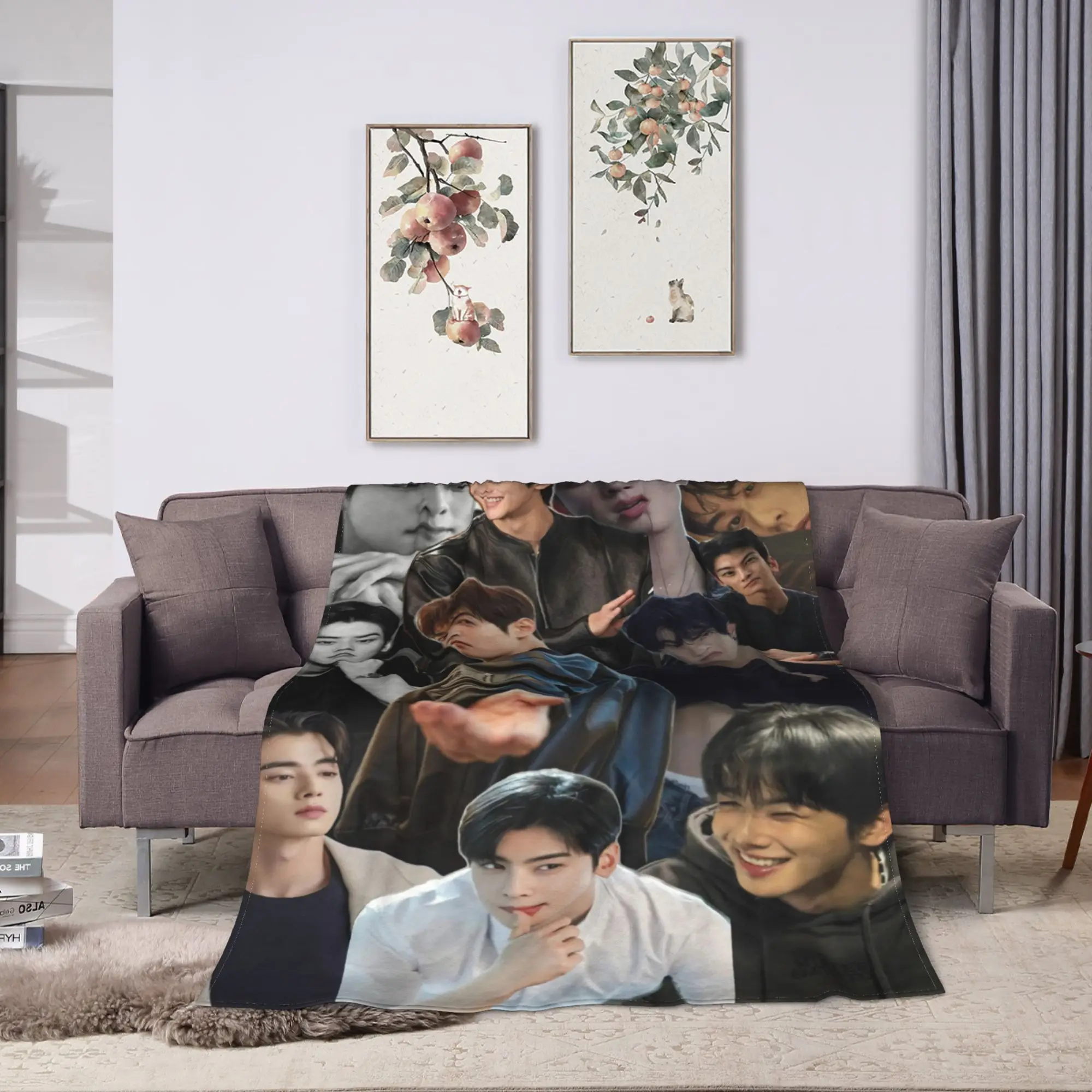 Cha EunWoo Blanket Quality Warm Soft  Throw Blanket Winter Airplane Travel Living Room Funny Bedspread