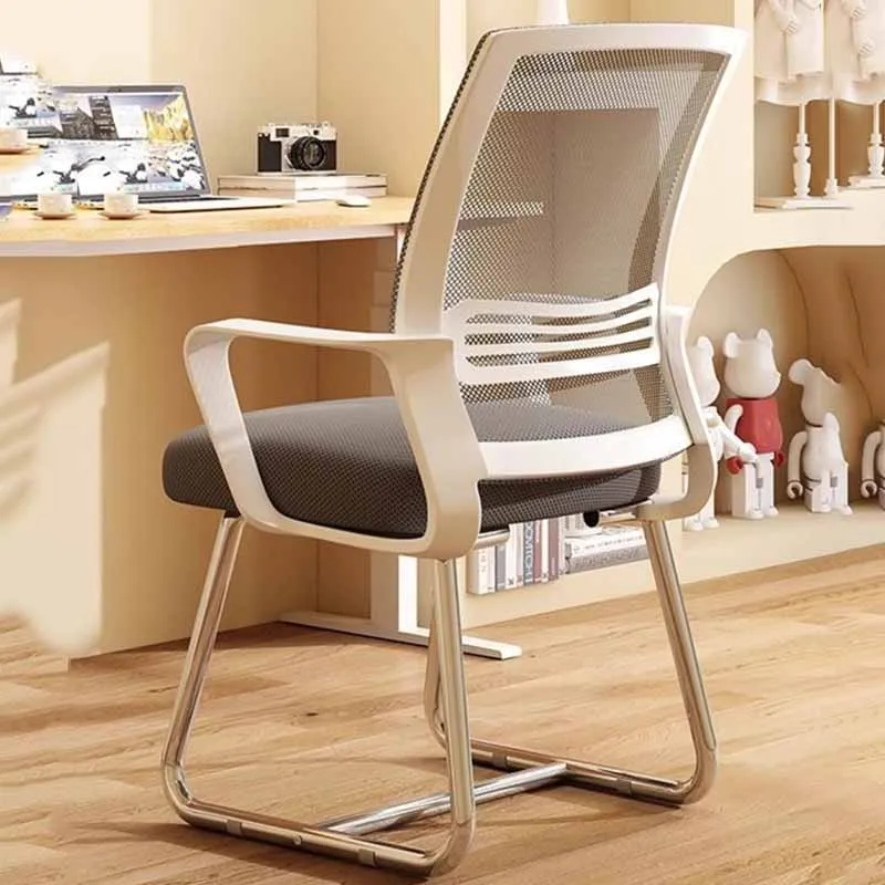 Silla De Oficina ejecutiva Relax, respaldo con soporte, Sillas De Oficina ergonómicas nórdicas normales para juegos, cómodos muebles blancos De Oficina