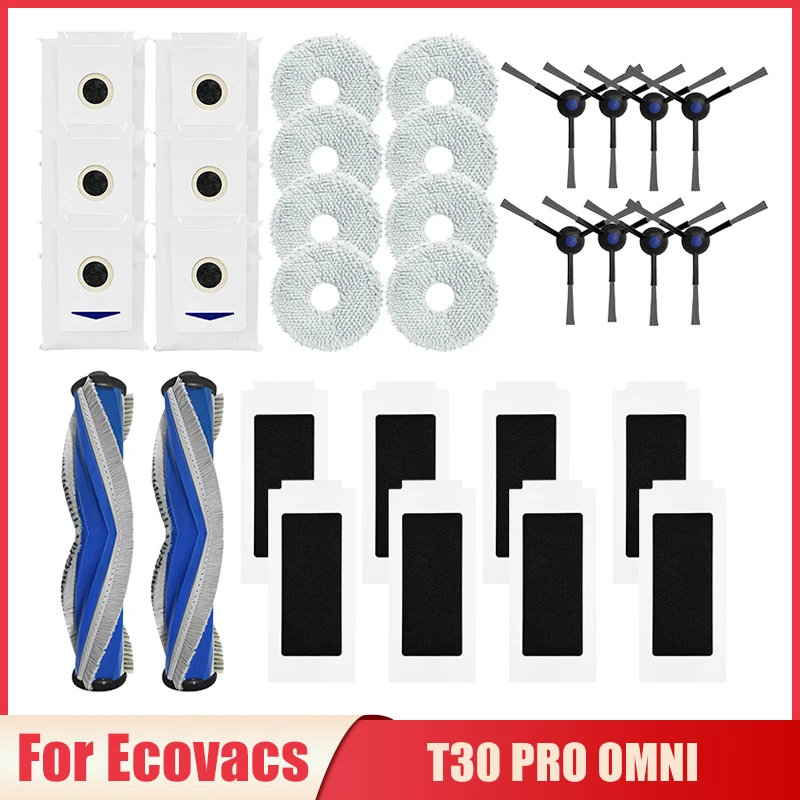 For ECOVACS T30 PRO OMNI DDX14 / YEEDI M12 Pro+ Vacuum Cleaner Dust Bags Hepa Filter Roller Side Brush Mop Cloth Accessories