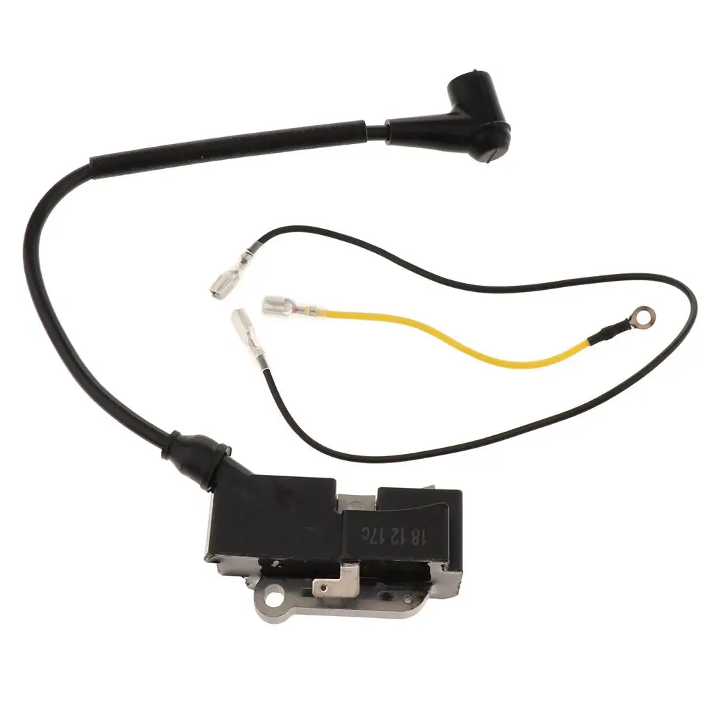 Ignition Coil Pack with Spark Plug Wires Chainsaw Parts Black Alloy Module for Husqvarna 365 371 385 Maintenance