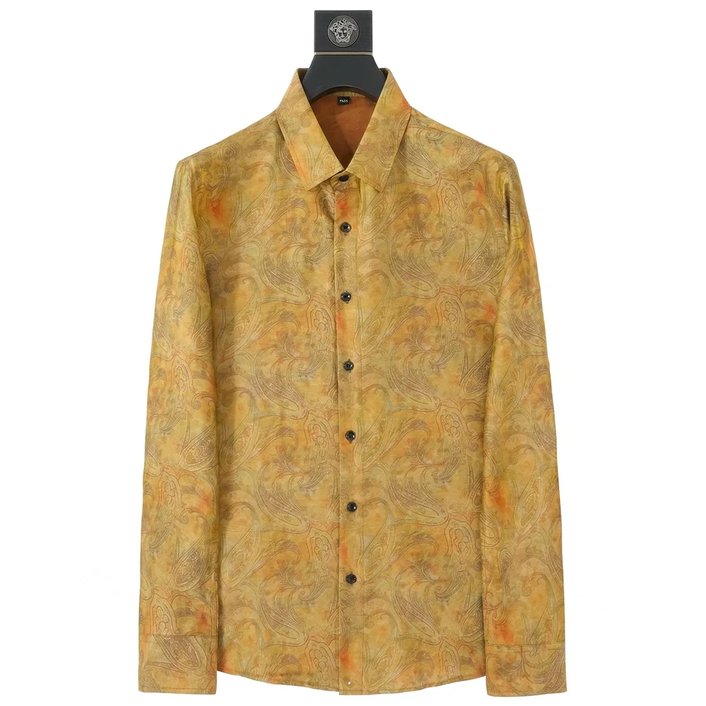 

Luxury Retro Cashew Flower Men's Long Sleeve Shirt Loose Collar Casual Shirt Social Party Tuxedo Blouse Chemise Homme 2026