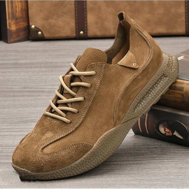 Top layer cowhide lightweight men's shoes fashionable casual shoes breathable and comfortable sports shoes