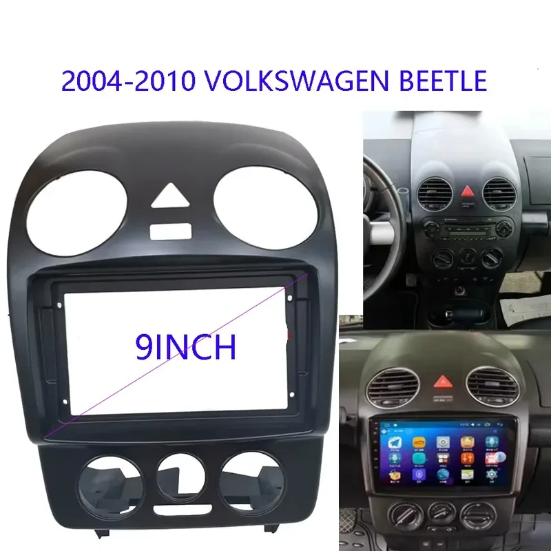 9 Inch 2 Din Car Radio Fascia Panel Frame Kit For VW Beetle 2004-2010 Android GPS MP5 CarPlay Screen Dashboard Installation