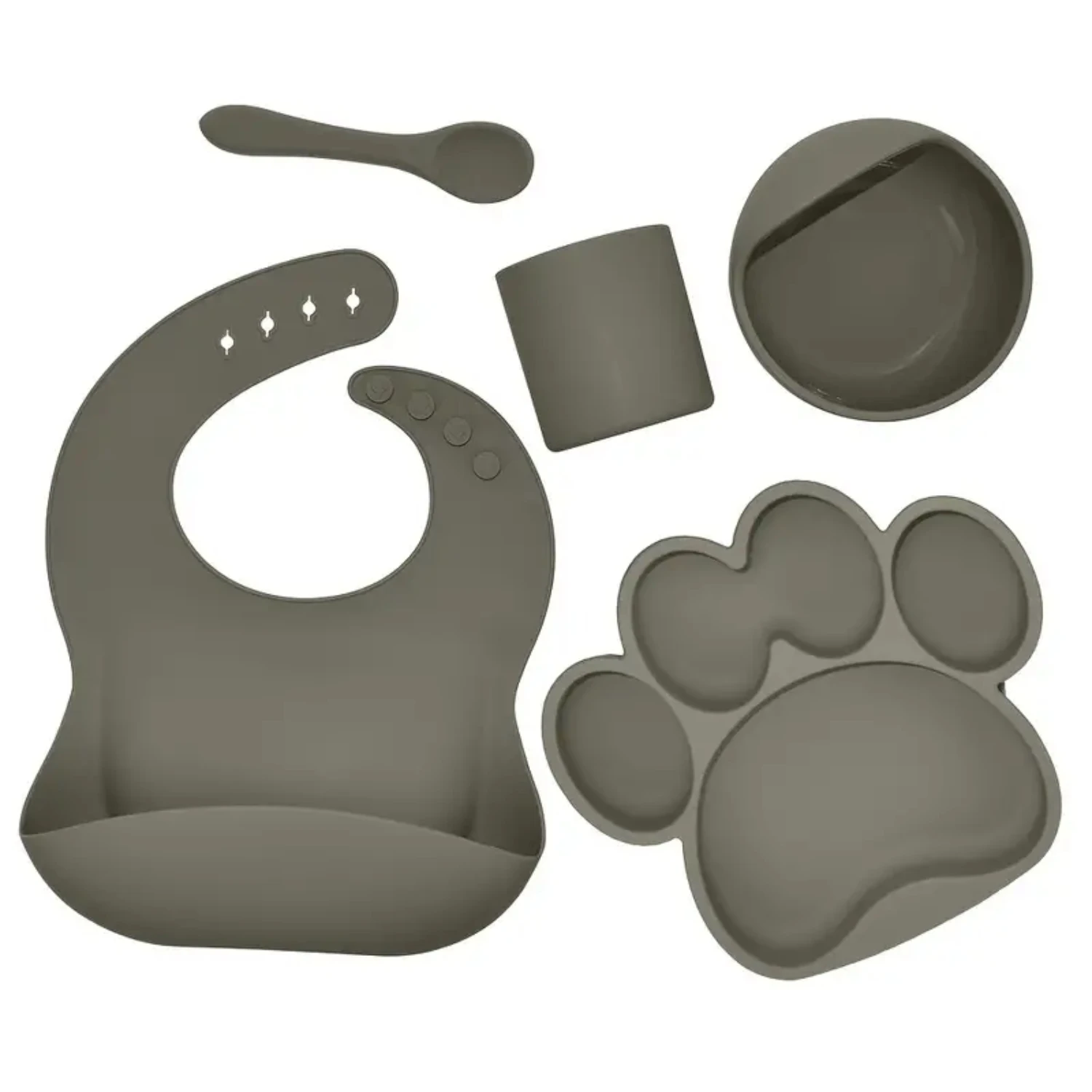 Children's Bib Dinner Plate Set 5PCS