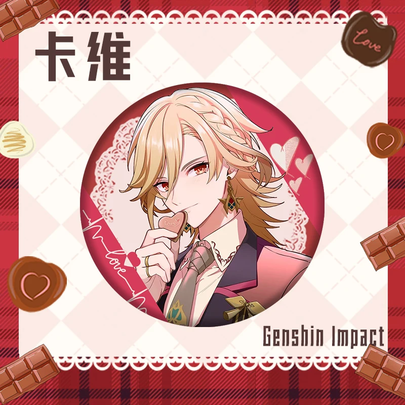 Anime Genshin Impact Kaveh Diluc Kaedehara Kazuha Badge Pins Brooch Button Pendant Cosplay Collection Gift