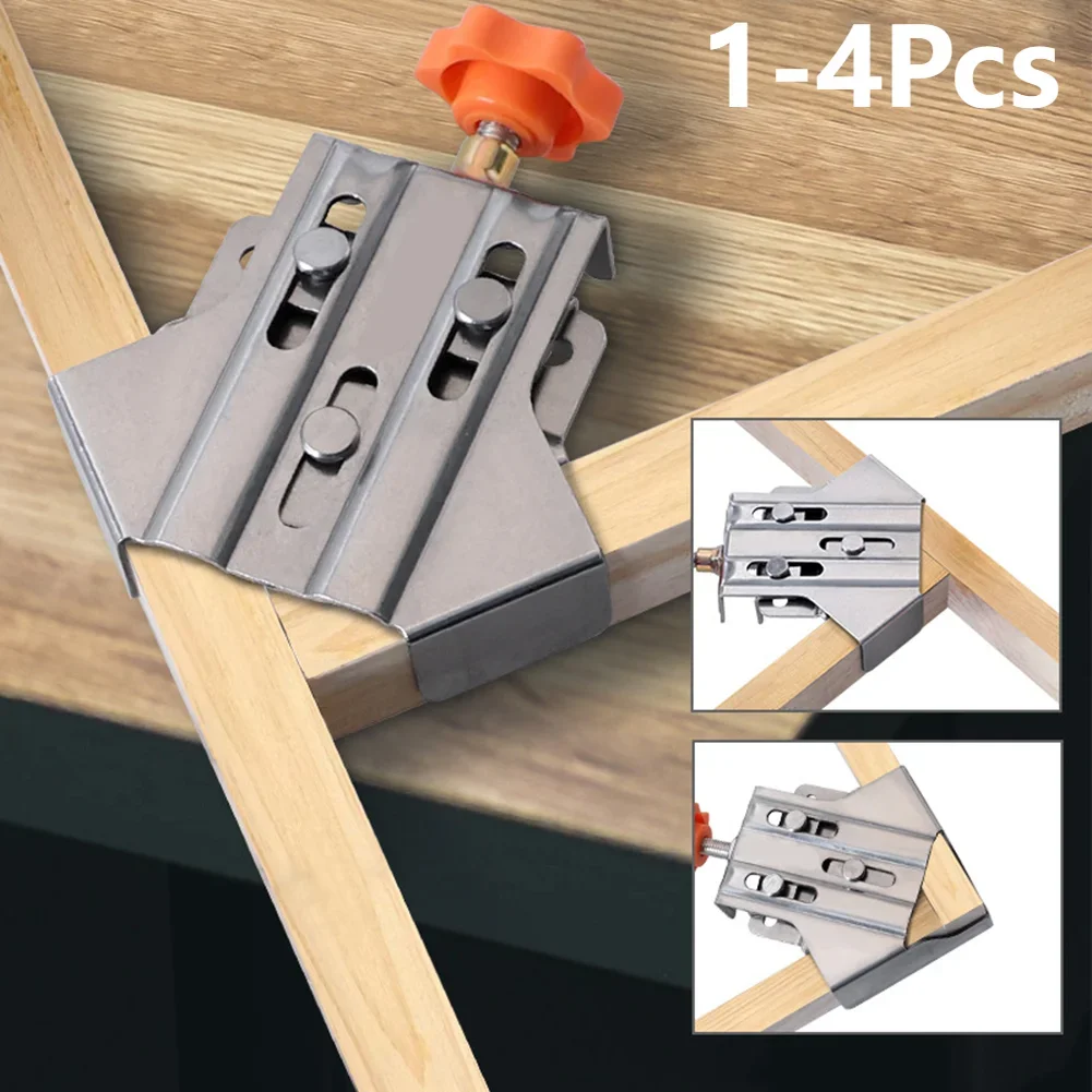 

90 Degree Right Angle Clamp 1/2/4Pcs Stainless Steel Carpenter Splicing Quick Clamp Locator Fixed Frame Clamp Woodworking Tools